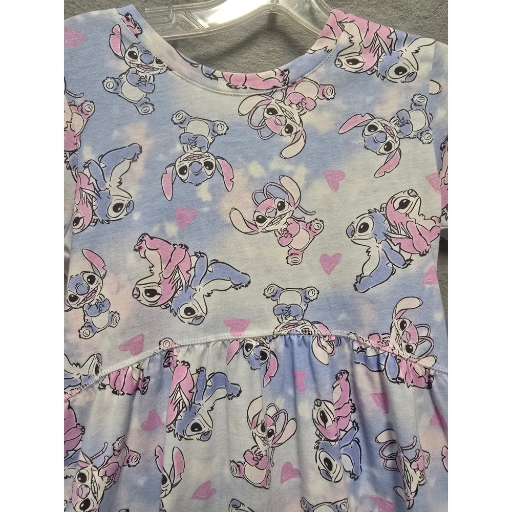 Disney Stitch and Angel Blue Tie Dye Dress Girls Size L 10/12